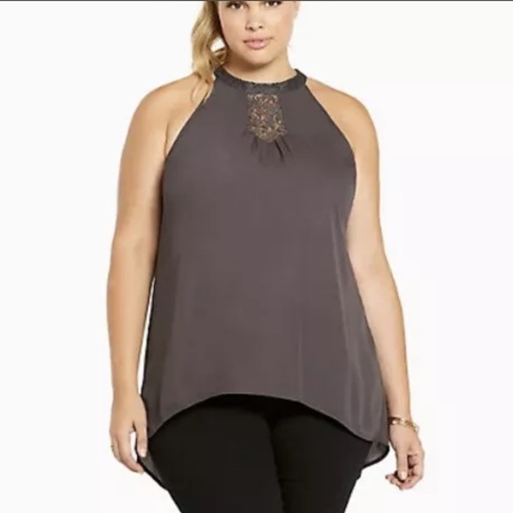 Torrid Georgette Lace Inset Mock Neck
Тор, New with Tags - Picture 2 of 5
